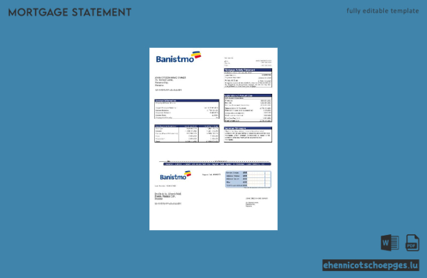 Panama Banistmo Bank Hypothekenabrechnung in Word- und PDF-Formaten – Beispielvorschau